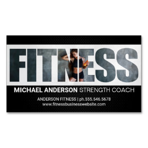 Fitness   Woman at the Gym Magnetic Business Card