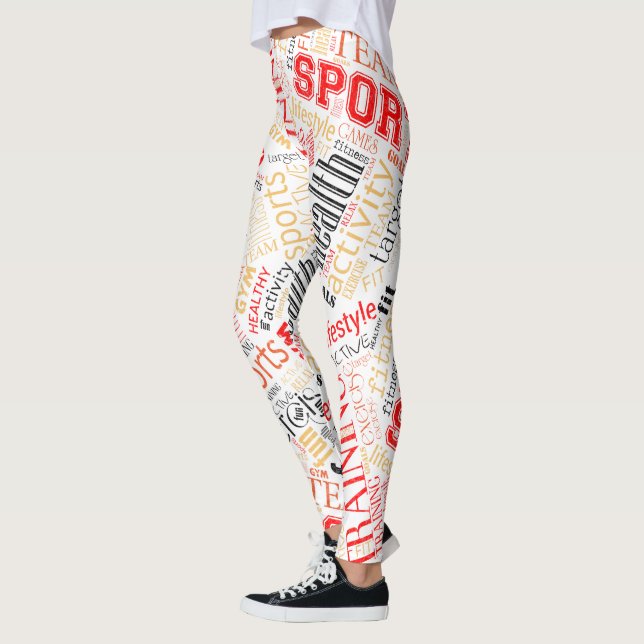 Fitness Word Cloud Red/Black ID284 Leggings (Left)