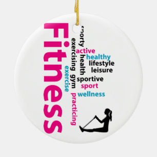 Fitness words ceramic ornament