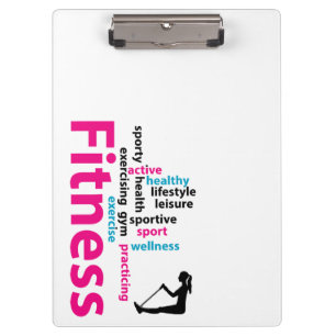 Fitness words clipboard