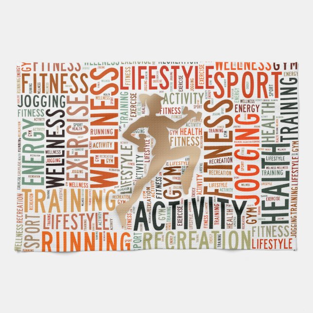 Fitness words kitchen towel (Horizontal)