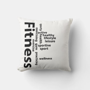 Fitness words throw pillow