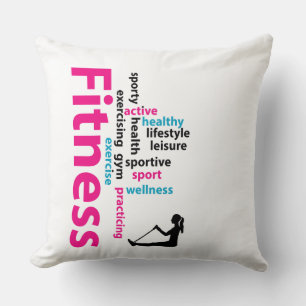 Fitness words throw pillow