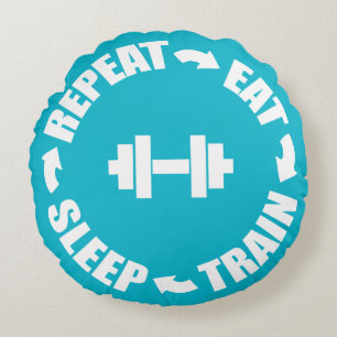 Fitness Workout Gym Motivation Round Pillow