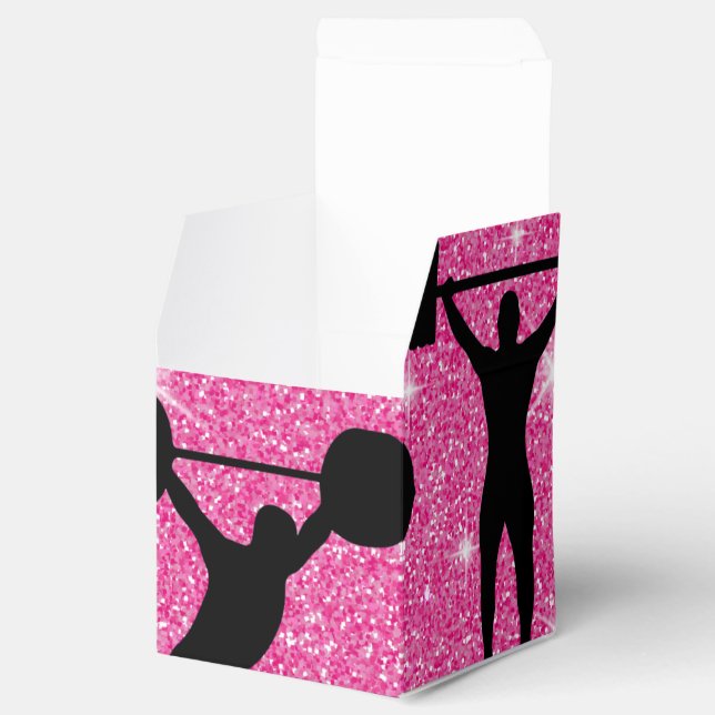Fitness Workout Gym Sport Pink Glitter Favor Box (Opened)