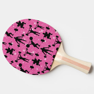 Fitness Workout Gym Sport Pink Glitter Ping Pong Paddle