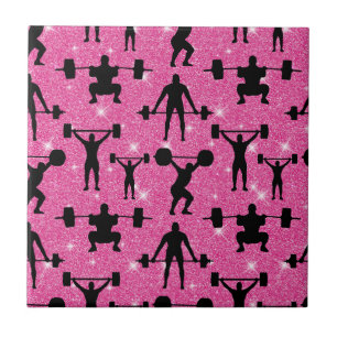 Fitness Workout Gym Sport Pink Glitter Tile