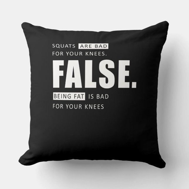 Fitness Workout Squats Leg Day Motivation Throw Pillow (Front)