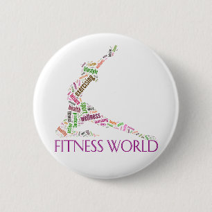 Fitness world 2 inch round button