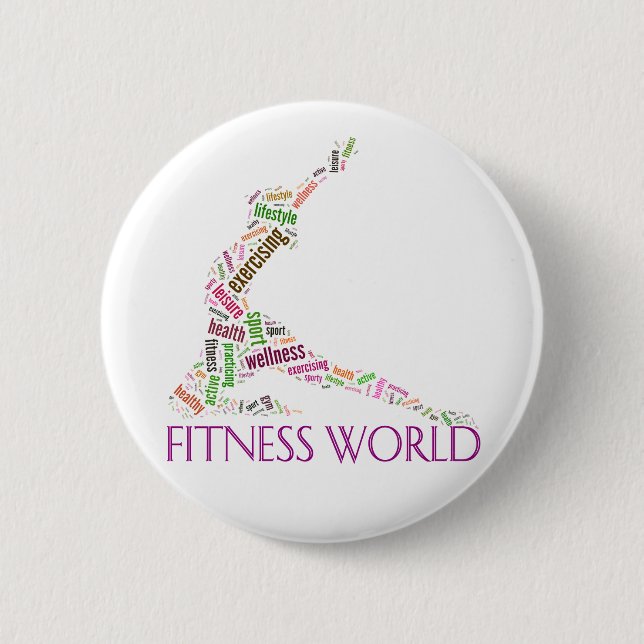 Fitness world 2 inch round button (Front)