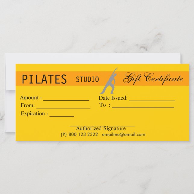 Fitness Yoga Pilates Gift Certificate Giveaway (Front)