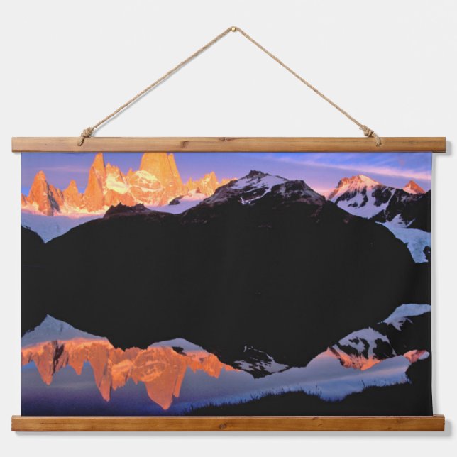 Fitz Roy Group Reflected in Glacial Lakes Hanging Tapestry (Front)