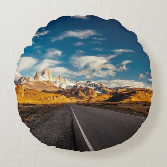 Fitz Roy In Morning Light Round Pillow (Front)