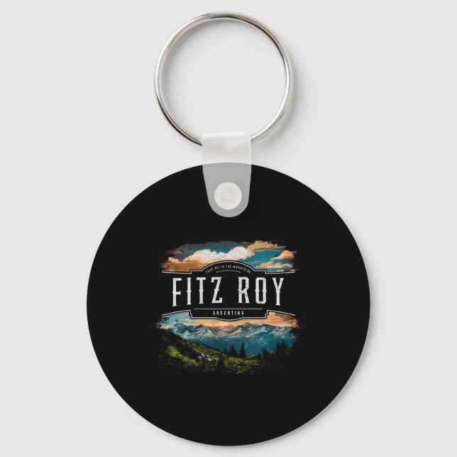 Fitz Roy Mountains Argentina Hiking Outdoors Vinta Keychain (Front)