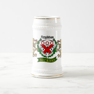 Fitzgibbon Irish Shield Personalized Beer Stein
