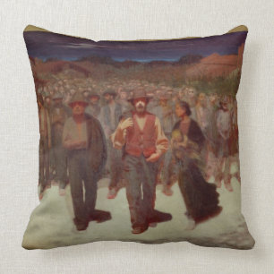 Fiumana (The Human Tide) 1895-96 (oil on canvas) Throw Pillow