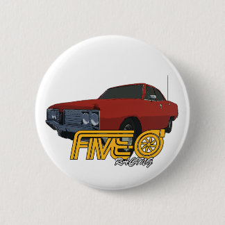 Five-0 Red 2 Inch Round Button