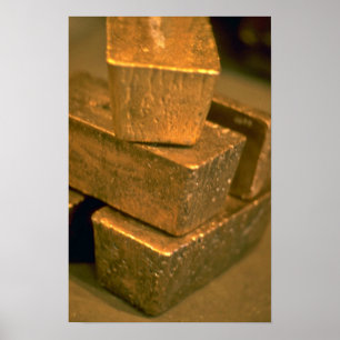 Five 90 pound gold bricks poster