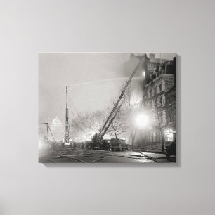 Five Alarm Fire at Night, 1925 Canvas Print