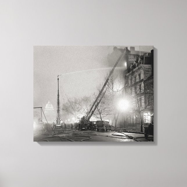 Five Alarm Fire at Night, 1925 Canvas Print (Front)