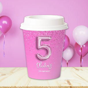 "Five and Fabulous Paper – Pink Glitter Birthay Cups