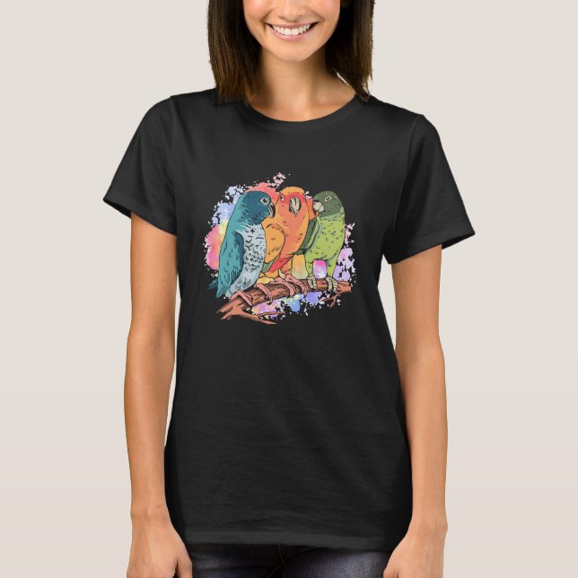 Five Artistic Parrot Rainbow Pet Birds for Ornitho T-Shirt (Front)