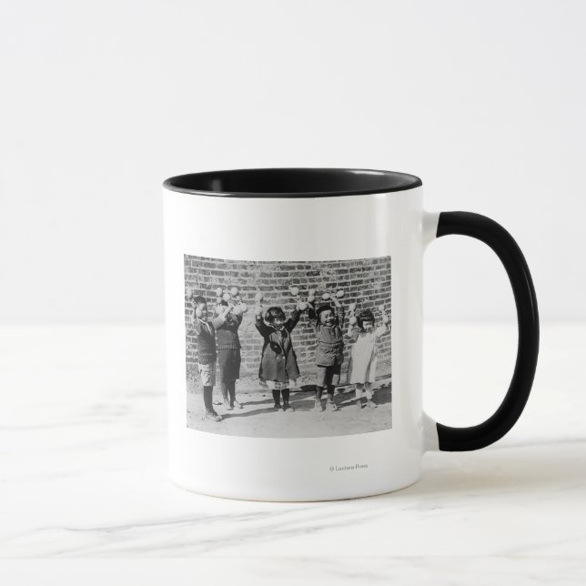 Five Asian Children holding up Barbells Mug (Right)