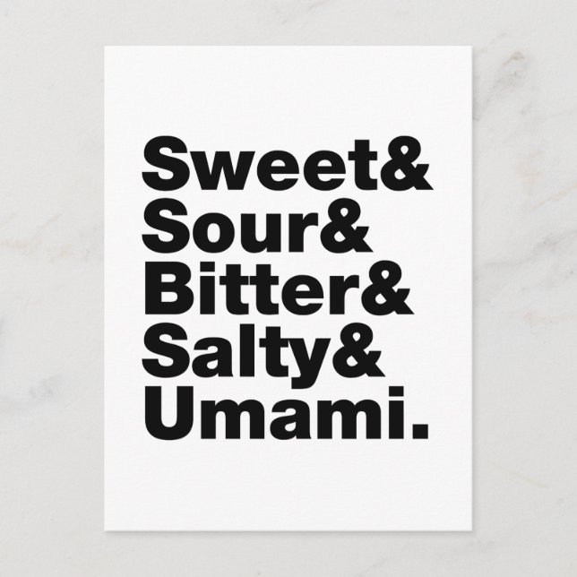 Five Basic Tastes Postcard (Front)