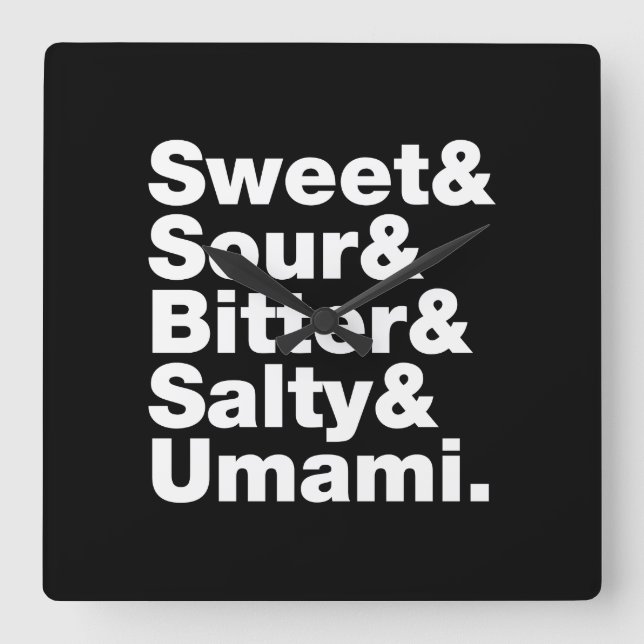 Five Basic Tastes Square Wall Clock (Front)