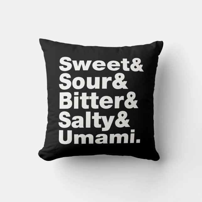 Five Basic Tastes Throw Pillow (Front)
