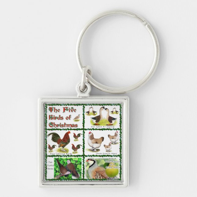 Five Birds of Christmas Keychain (Front)