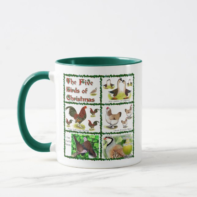 Five Birds of Christmas Mug (Left)