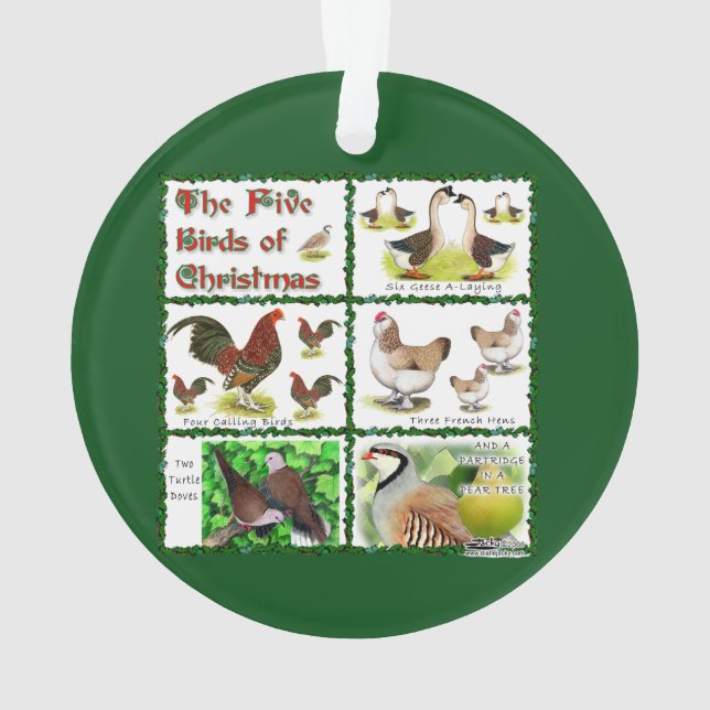 Five Birds of Christmas Ornament (Back)