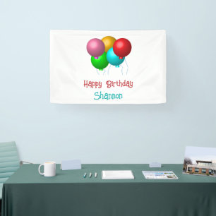 Five Birthday Balloons Customizable Text Indoor Banner