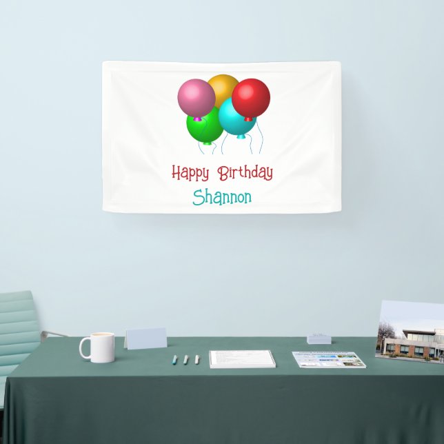 Five Birthday Balloons Customizable Text Indoor Banner (Tradeshow)