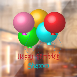 Five Birthday Balloons Customizable Text Window Cling