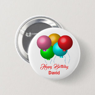 Five Birthday Balloons Personalized Happy Birthday 2 Inch Round Button