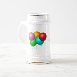 Five Birthday Balloons Personalized Name Beer Stein