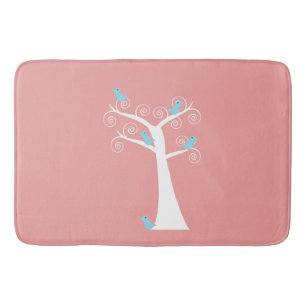 Five Blue Birds in a Tree Bath Mat