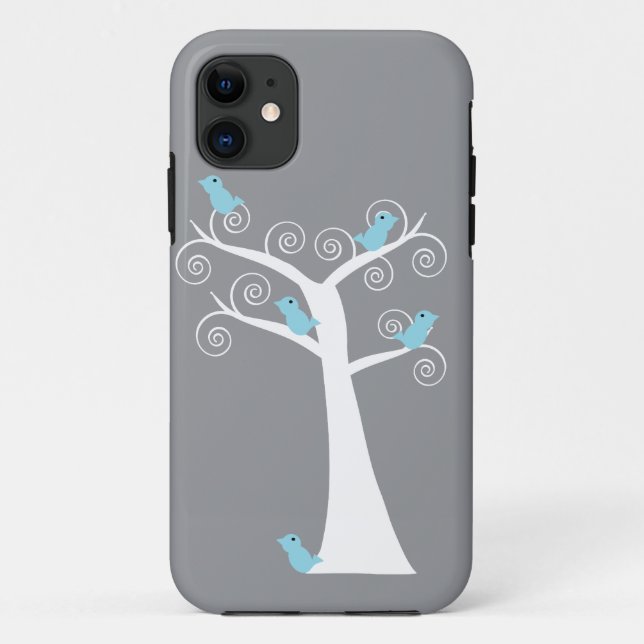 Five Blue Birds in a Tree Case (Back)