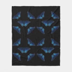 Five Blue Butterflies Pattern Fleece Blanket
