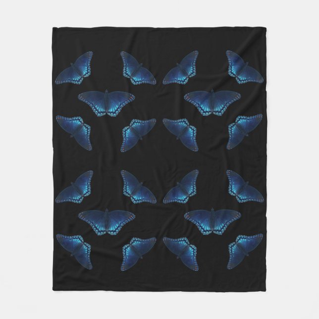 Five Blue Butterflies Pattern Fleece Blanket (Front)