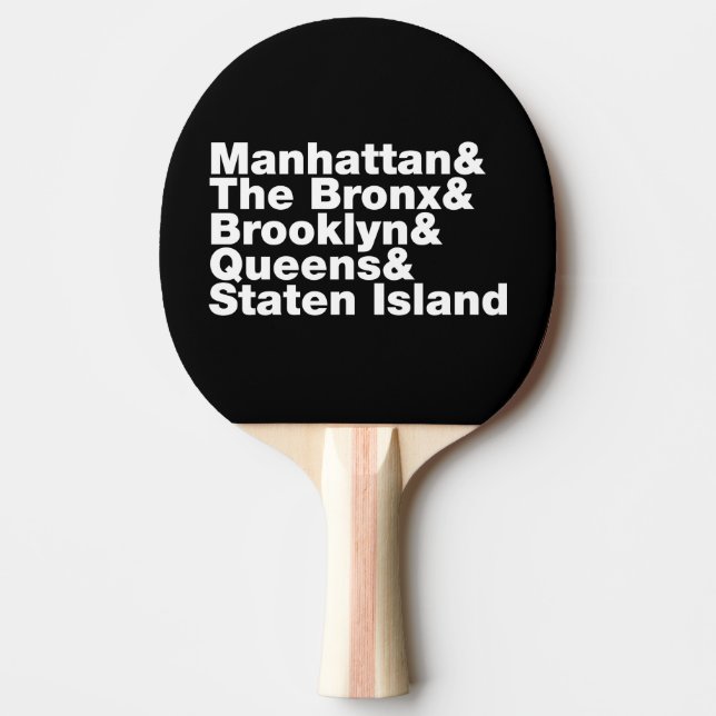 Five Boroughs ~ New York City Ping Pong Paddle (Front)
