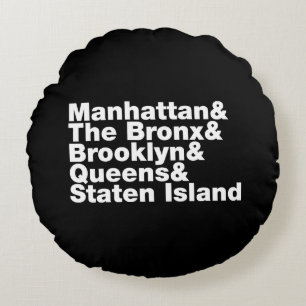 Five Boroughs ~ New York City Round Pillow