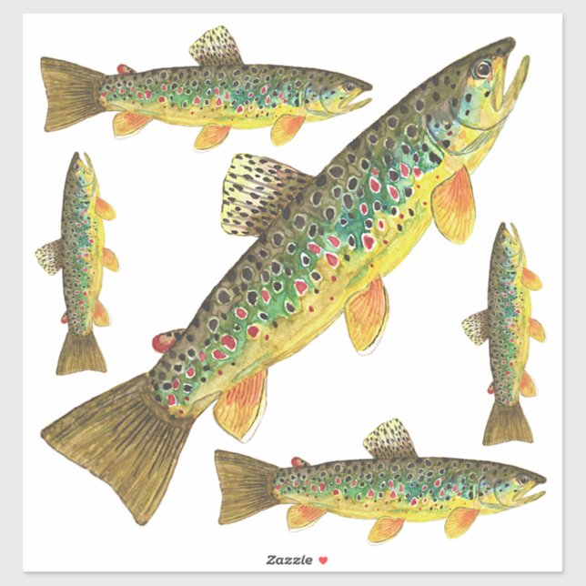Five Brown Trout on the Same Page of (Sheet)