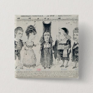 Five caricatures of the cast of a French 2 Inch Square Button
