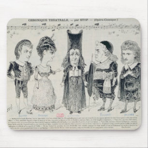 Five caricatures of the cast of a French Mouse Pad