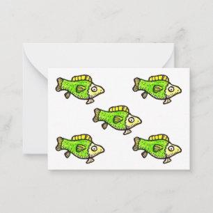 Five Cartoon Green Fish  Card