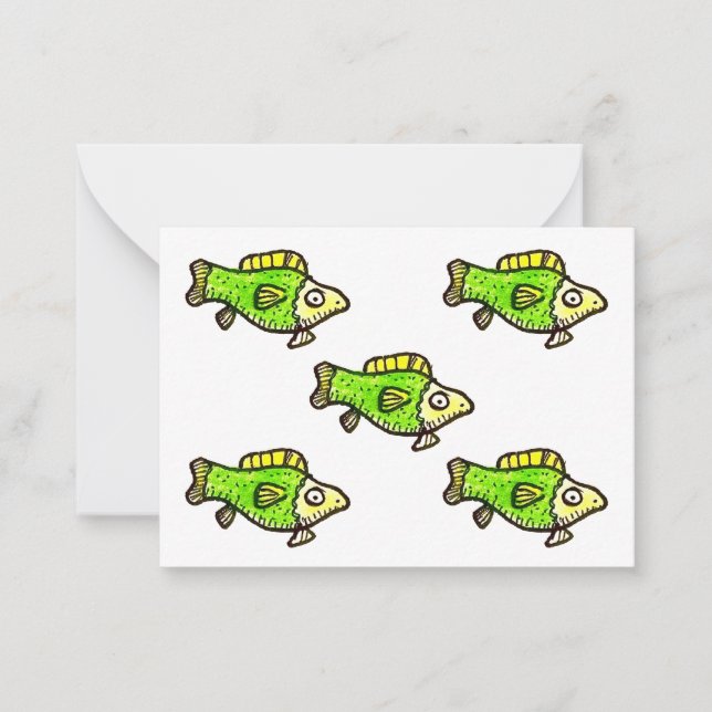 Five Cartoon Green Fish  Card (Front)