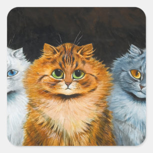 Five Cats by Louis Wain Square Sticker